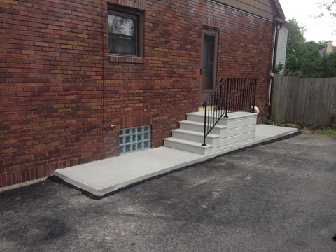Precast Concrete Steps and Wrought Iron Railings