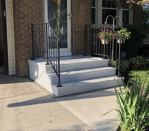 Precast Concrete Steps and Wrought Iron Railings